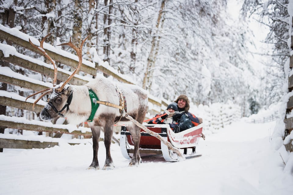 reindeer sledding, husky and santa clause village in rovaniemi